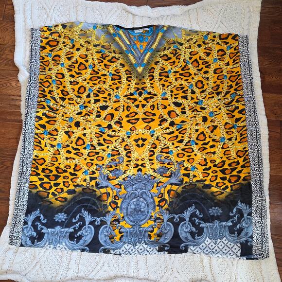 VTG Sante Classics Mumu Women's Leopard Chain Print Kaftan Dress One Size Multi - Picture 1 of 2